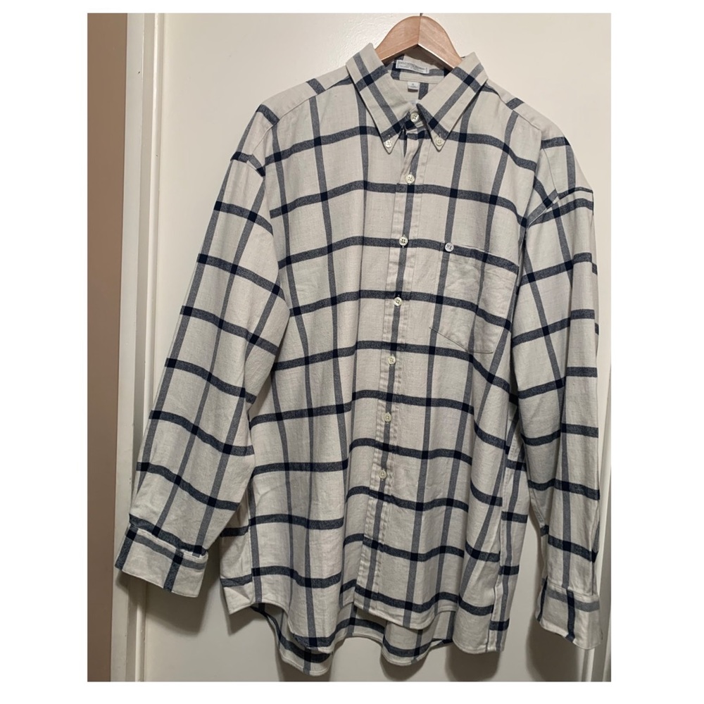 Geoffrey Beene Men’s button up Plaid long sleeve shirt XL Regular Fit Cotton.
